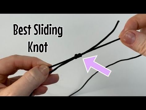 (12) Best adjustable sliding knots for necklaces and bracelets - YouTube Adjustable Cord Necklace Sliding Knot, How To Tie A Sliding Knot Necklaces, Slip Knot For Necklace, Necklace Knots Adjustable, Sliding Knot Necklace Tutorials, Slide Knot Necklace, Necklace Cord Ideas, Necklace Knot Adjustable, Bracelet Sliding Knot Tutorial