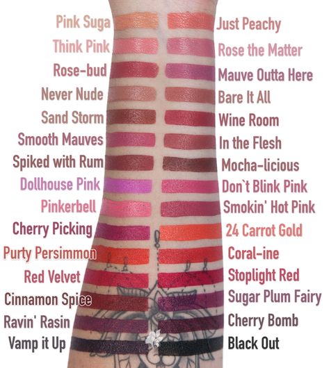 Wet N Wild Lipstick Swatches Wet N Wild Megalast Lipstick Swatches, Wet N Wild Lipstick Swatches, Wet And Wild Lipstick, Wet Wild Lipstick, Cute Aesthetic Makeup, Dark Winter Makeup, Lipstick Guide, Lips Products, Wet N Wild Lipstick