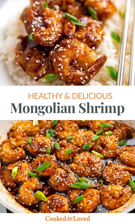 This Mongolian shrimp recipe is a scrumptious combination of succulent shrimp (prawns) coated in light crispy batter, stir-fried with a sweet and savoury Asian sauce, and garnished with a sprinkle of green onions and sesame seeds. This seafood version of the classic Chinese dish is so easy to make that even a novice cook can whip it up in no time. This recipe is gluten-free with paleo-friendly swaps. Shrimp Asian Recipe, Chinese Prawn Recipes, Mongolian Shrimp, Husband Recipes, Shrimp Stir Fry Recipes, Shrimp Paleo, Pescatarian Food, Gut Friendly Recipes, Chinese Shrimp