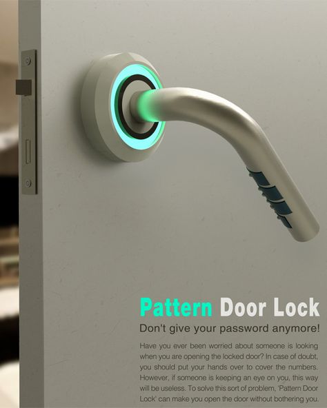 Pattern Door Lock is designed with the code combination hidden out of sight, adding an extra measure of security. Click to check it out. #security #safety #YankoDesign Smart Door Locks, Smart Door, High Tech Gadgets, Smart Lock, Gadgets And Gizmos, Home Technology, Smart Tech, Yanko Design, Cool Technology