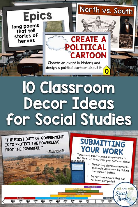 U.s. History Classroom Decor, Middle School Social Studies Class Decor, Middle School History Classroom Decor, World History Classroom Decor, Classroom Decor History, Middle School History Classroom, High School Social Studies Classroom, Social Studies Classroom Decor, Classroom Decor Middle School