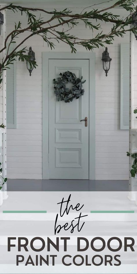 Beautiful front door paint colors. Exterior paint color ideas. Front door color ideas. Front Door Colors Black Shutters, Wherein Williams Front Door Colors, Light Front Door Colors, Front Door Colors With White Siding, Front Door And Shutter Colors Ideas Tan House, Painted Exterior Doors Color Schemes, Front Door Colors With Taupe House, Behr Door Paint Colors, Painted Front Door Ideas White House