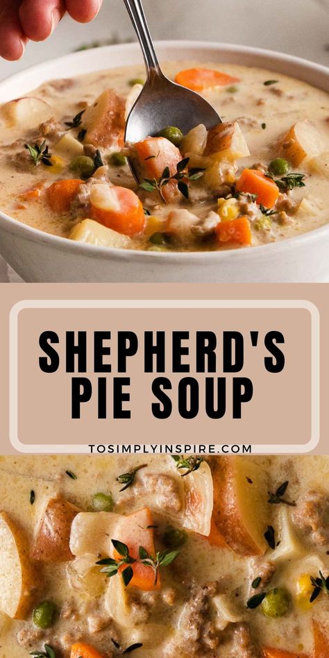 Creamy Shepherds Pie Soup, Shepherds Pie Soup Instant Pot, Sheperd Pie Soup, October Soup Recipes, Can Dump Soup, Cozy Soups Recipes, Shepard Pie Soup Crockpot, Shepherds Pie Soup Crockpot, Shepards Pie Soup Crockpot