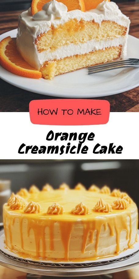 Delicious Orange Creamsicle Cake Recipe | A Nostalgic Treat for Every Occasion Indulge in the refreshing flavors of summer with this Orange Creamsicle Cake! Soft, zesty, and topped with creamy frosting, it's the perfect dessert to wow your guests. Easy to make and ideal for any celebration, this cake will transport you back to carefree days. Try it today! Creamsicle Poke Cake, Orange Creamsicle Cake Recipe, Orange Dreamsicle Cake Recipe, Orange Creamsicle Cake, Perfect Whipped Cream, Creamsicle Cake, Strawberry Shortcake Ice Cream, Blueberry Ice Cream, Mint Oreo