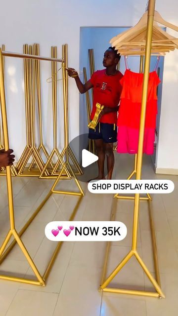 DISPLAY RACKS | WOODEN HANGERS on Instagram: "💫Price : Was 5ft  40k ❌❌
 6ft  43k

Now ‼️‼️‼️‼️ 35k ✅✅
(Offer Valid While Stock Last ) 

💫GOLD CLOTHING DETACHABLE 
  DISPLAY RACK 

💫Size : Height 6ft , Length 5ft
  Size : Height 5ft , Length 5ft

💫High Quality Material 

 
💫Great for thrift sellers , Boutique owners , content creators, Homes , office space and so on 
💫We Deliver nationwide 
💫Send a Dm or WhatsApp us to order 💕💕

#Garmentrack #Goldrack #Clothingrack #hangers #wardrope #goldclothingrack
#goldgarmentrack #thrift #boutique" Boutique Hangers Clothing Racks, Diy Boutique Clothing Rack, Boutique Clothing Racks Display, Clothing Racks For Boutique, Clothing Display Ideas Boutiques, Boutique Display Ideas, Small Boutique Interior Design, Boutique Clothing Rack, Thrift Boutique