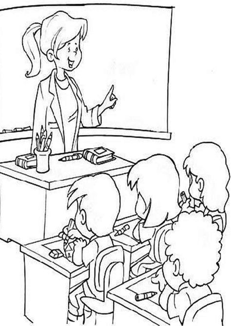 Fun School coloring pages for your little one. They are free and easy to print. The collection is varied with different skill levels Teachers Day Drawing, Kindergarten Coloring Pages, Teaching Drawing, Love Coloring Pages, School Coloring Pages, Human Drawing, Teacher Teaching, Student Drawing, Kids Coloring Book