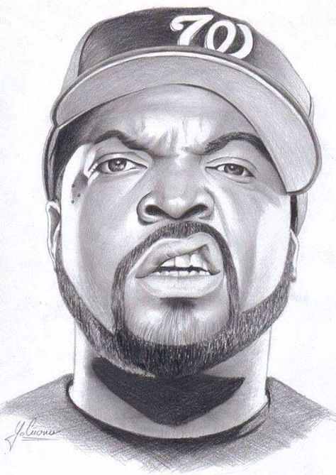 Rapper Ice Cube                                                       … Ice Cube Drawing, Tupac Art, Celebrity Artwork, Hip Hop Artwork, Rapper Art, Celebrity Drawings, Gangsta Rap, Hip Hop Art, Rap Artists