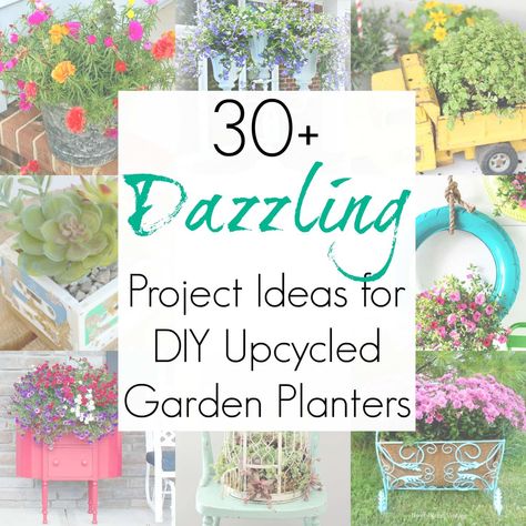 DIY Repurposed and Upcycled Projects for your Yard and Garden Upcycled Planters, Repurposed Planter, Upcycled Planter, Diy Gardening Ideas, Upcycled Garden, Planters Garden, Upcycle Garden, Unique Planter, Plant Labels