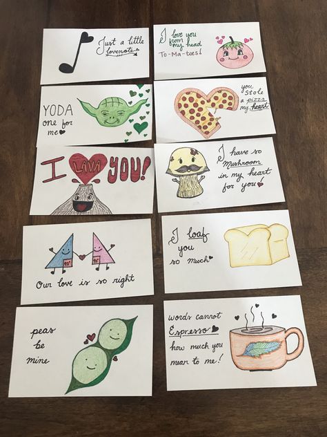 Cheesy valentines cards i drew from ideas on here! ☺️ Valentines Ideas For Boyfriend, Cheesy Valentines Cards, Cheesy Valentine, Valentines Bricolage, Anniversaire Diy, Boyfriend Crafts, Diy Gifts For Friends, Valentines Ideas