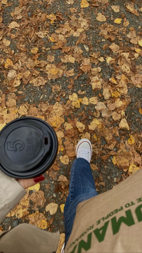 Minimalist Winter Aesthetic, Coffee Walks Aesthetic, Coffee Walk Aesthetic, Walking With Coffee Aesthetic, Walk With Coffee Aesthetic, Autumn Bike Aesthetic, Fall Bike Ride Aesthetic, Romanizing School, Autumn Self Care