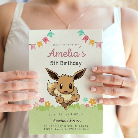 Eeveelutions editable Birthday Invitation Template for Gils,Eevee, Canva Birthday invitation Template, Party Invite Pokemon Birthday Party, Eevee Evolutions, Pokemon Birthday, Party Inspo, Birthday Invitation Template, Party Invite, 7th Birthday, Instant Download Etsy, Birthday Invitations