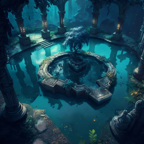 ArtStation - Ancient Fountain, James B Ancient Fountain, Water Temple, Fantasy City, Fantasy Setting, Fantasy Places, Fantasy Book, Art Landscapes, Fantasy Art Landscapes, Fantasy Concept Art