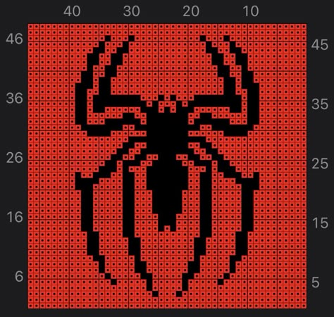 Spider Man Crochet Graph, Pixel Grid Crochet Spiderman, Spider Man Alpha Pattern Crochet, Spider Man Tapestry Crochet, Spider Man Grid Pattern, Edgy Perler Bead Patterns, Spiderman Crochet Tapestry, Crochet Tapestry Pattern Grid, Spiderman Crochet Grid