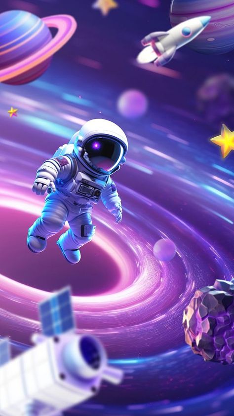 Purple Iphone Wallpaper, Galaxia Wallpaper, 3d Astronaut, Astronaut Illustration, Badass Wallpaper Iphone, Badass Wallpaper, Space Theme Party, 3d Wallpaper Iphone, Astronaut Wallpaper