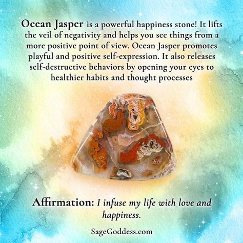 Ocean Jasper Meaning Crystal Healing, Ocean Jasper Crystal Meaning, Ocean Jasper Meaning, Magic Rocks, Tarot Spells, Slip Disc, Bed Peace, Sage Goddess, Pictures Of Crystals