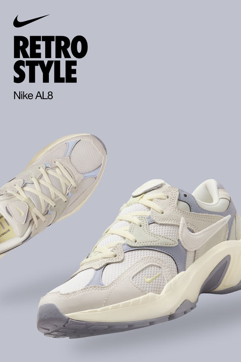 A sporty look that's easy to style and inspired by the '90s. Colorado Wardrobe, Gym Shoes Aesthetic, 2025 Shoes, Nike Al8, Cute Walking Shoes, Preppy Sneakers, Closet Upgrade, Womens Nike Shoes, Dunk Lows