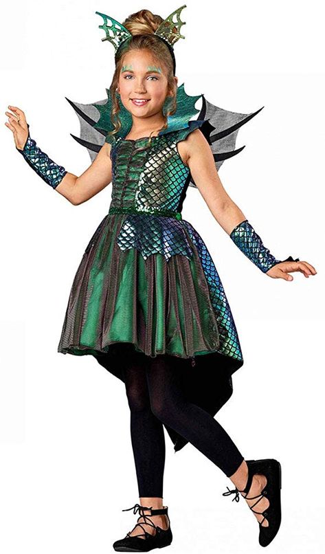 Amazon.com: Seasons Direct Halloween Girls Deluxe Dragon Costume (S(4-6)) Green: Clothing Dragon Costume Kid, Dragon Witch Costume, Dragon Halloween Costumes Women, Dragon Princess Costume, Diy Dragon Costume Kids, Girl Dragon Costume, Dragon Costume Diy, Dragon Queen Costume, Dragon Halloween Costumes