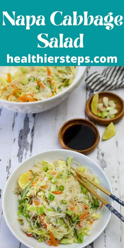 Napa cabbage salad is a tasteful, refreshing, and healthy vegan salad made from fresh napa cabbage, vegetables, and a rich dressing. Napa cabbage is known for its crunchy flavor and benefits. Salad Made With Napa Cabbage, Ree Drummond Napa Cabbage Salad, Napa Cabbage Recipes Asian, Napa Cabbage Coleslaw Recipe, Napa Cabbage Coleslaw, Napa Cabbage Salad Recipes, Cabbage Based Salads, Sauteed Napa Cabbage Recipes, Vegan Napa Cabbage Recipes