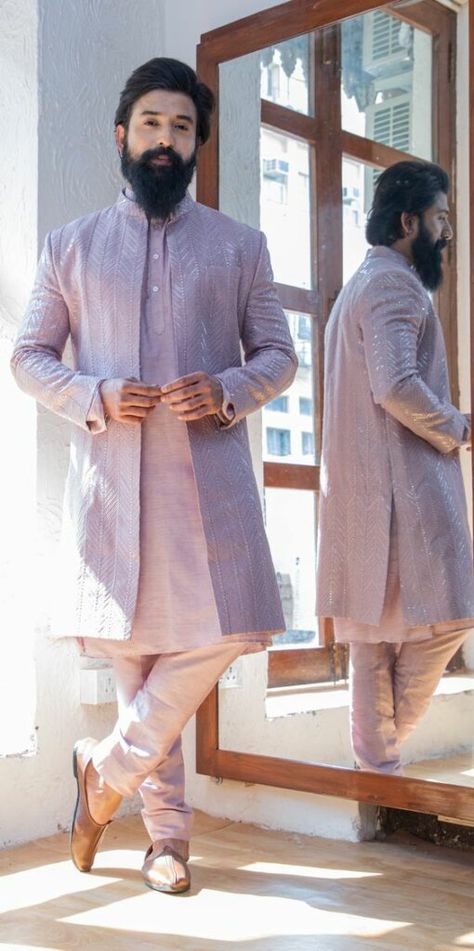 20+ Trending Sherwani Ideas For The Groom - Eternity UK Nikkah Sherwani, Groom Indian Wedding Outfits, Engagement Dress For Men, Engagement Dress For Groom, Plain Kurta, Maxi Frocks, Indian Wedding Clothes For Men, Mens Indian Wear, Sherwani For Men Wedding