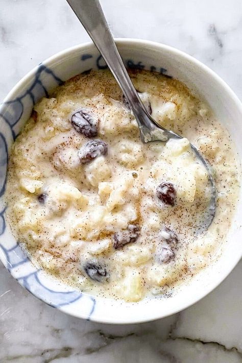 THE BEST Rice Pudding | foodiecrush.com Rice Pudding With Already Cooked Rice, Rice Pudding With Almond Milk Recipe, Jasmine Rice Pudding, Old Fashioned Rice Pudding With Raisins, Rice Pudding Using Leftover Cooked Rice, Rice Pudding With Uncooked Rice, Best Rice Pudding Recipe, Rice Pudding Recipes, Pumpkin Bread Pudding