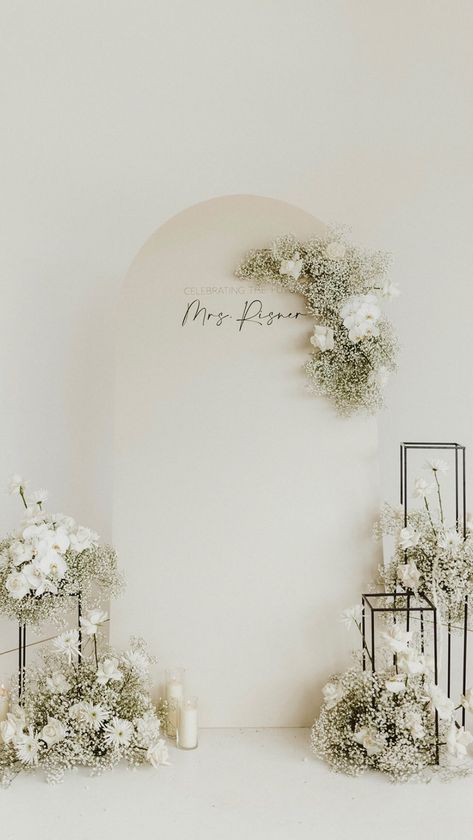 Wedding Mirror Backdrop, Modern Bridal Shower Backdrop, Bridal Shower Decor Backdrop, Bridal Shower Stage Decorations, Party Decor Flowers, Bridal Shower Modern Decor, Bridal Shower Decor Elegant, 2 Arch Backdrop, Bridal Shower Indoor Decor