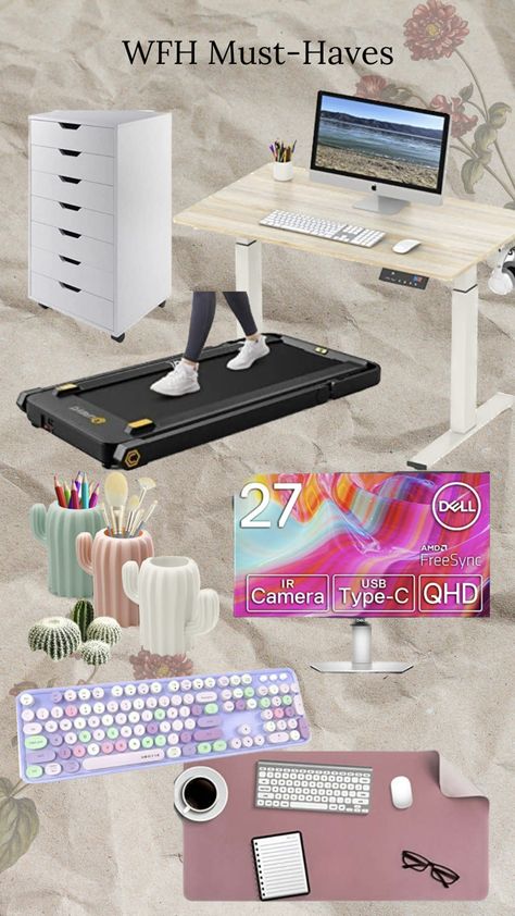 Walking Pad Desk Setup, Walking Pad Desk, Standing Desk Amazon, Wfh Desk Setup, Standing Desk Setup, Standing Desk Home Office, Home Decor Ideas Paper, Amazon Home Office, Desk Monitor