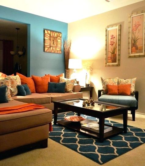 Living Room Decor Turquoise, Burnt Orange Living Room, Teal Living Room Decor, Teal Living Room, Turquoise Living Room Decor, Orange Living Room, Living Room Turquoise, Brown Living Room Decor, Teal Living Rooms