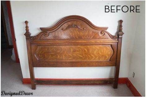 Decor Disputes: Marriage-Ending Headboard Makeover? Oak Headboard Makeover, Painting Headboard Ideas, Refinished Headboard, Headboard Makeover, Painted Headboard, Oak Headboard, Grandkids Room, Vintage Headboards, Twin Room