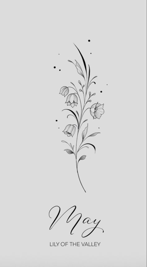 Fineline Lily Of The Valley Tattoo, May Birth Flower Lily Of The Valley, Lily Of Valley Tattoo, Taurus Flower Tattoo, Flower Tattoo Fine Line, Lily Flower Tattoos, May Birth Flowers, Flower Tattoo Drawings, Taurus Tattoos