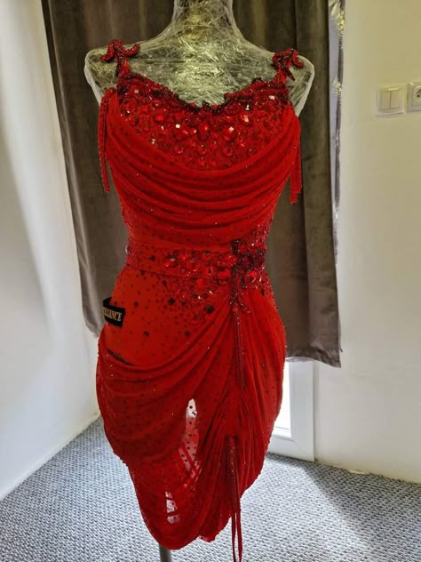 Red Latin Dress, Line Dance Outfit, Salsa Dance Costume, Red Latin Dance Dress, Latino Dress, Ballroom Dress Inspiration, Salsa Costume, Ballroom Dancing Dresses Latin, Latin Costume