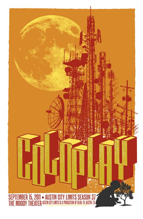 coldplay poster Coldplay Poster, Coldplay Art, Austin City Limits, Vintage Poster Design, Music Poster Design, Posters For Room, Chris Martin, Picture Collage Wall, Art Deco Posters