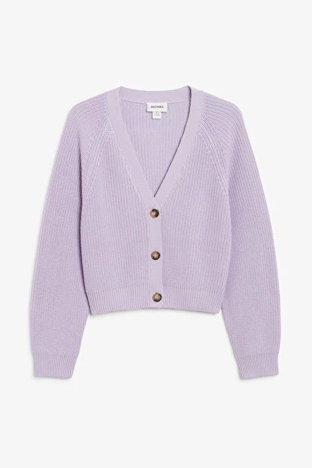 Lilac Cardigan, Puff Sleeve Cardigan, Characters Outfits, Perfect Cardigan, Style Lookbook, Cute Cardigans, Chunky Knit Cardigan, Knitted Tops, Ribbed Cardigan