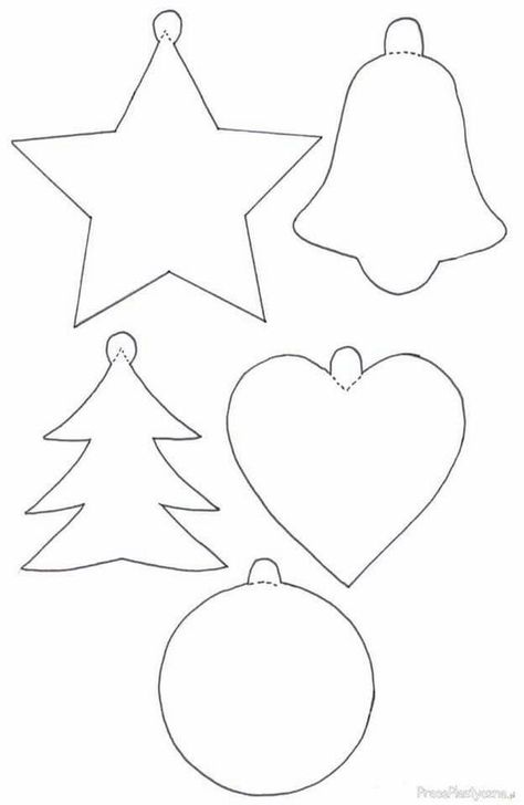 Printable Christmas Ornaments, Christmas Ornament Template, Ornament Template, Felt Crafts Christmas, Preschool Christmas Crafts, Felt Christmas Decorations, Christmas Ornament Pattern, Free Christmas Printables, Felt Christmas Ornaments