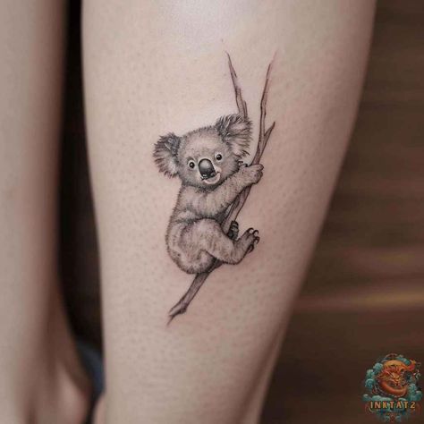 Koala-tly Adorable Ink: Exploring the Endearing World of Koala Tattoos: 104 Designs - inktat2.com Medium Animal Tattoos, Koala Tattoo Design, Cute Koala Tattoo, Small Tattoos Animals, Koala Bear Tattoo, Koala Tattoo Ideas, Australian Tattoo Ideas, Australia Tattoo Ideas, Aus Tattoo