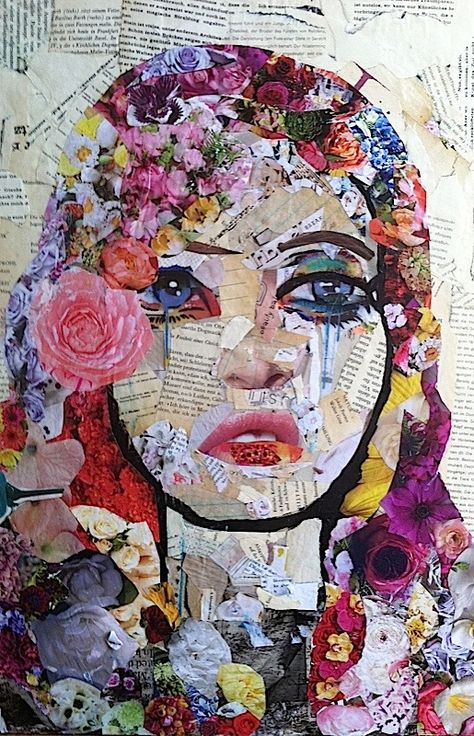 Collage Garage by Katy Hirschfeld ~ It's Droolworthy! Poster Grafico, Face Collage, Collage Portrait, Newspaper Art, Collage Drawing, Creation Art, Collage Art Projects, Paper Collage Art, Magazine Collage