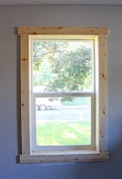 Wood Framed Windows, Wood Window Trim, Farmhouse Window Trim, Craftsman Window Trim, Craftsman Window, Diy Window Trim, Farmhouse Trim, Interior Window Trim, Baseboard Trim