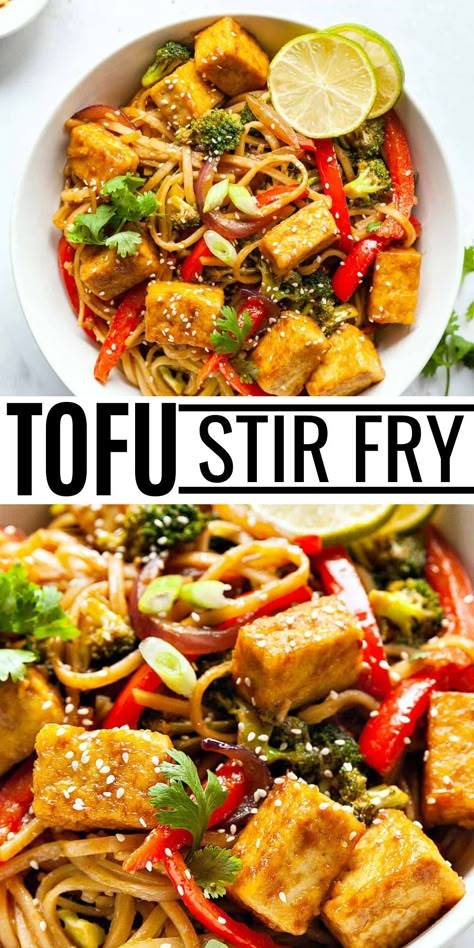 Vegan Rice Noodle Stir Fry, Tofu Hokkien Noodles, Vegetarian Noodle Stir Fry, Tofu Ramen Stir Fry, Vegan Tofu Noodles, Teriyaki Tofu Noodles, Asian Tofu Stir Fry, Tofu Stir Fry Recipe Noodles, Rice Noodle Veggie Stir Fry