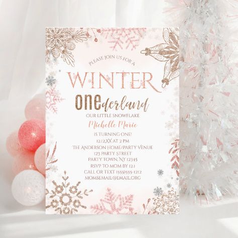 Winter Onederland 1St Birthday Pink Snowflake Invitation #zazzle #weddinginvitations #birthdayinvitations #babyshowerinvitations #zazzleinvitations #monogram #businesscards #graduation #homedecor Winter Onederland First Birthday, First Birthday Pink, Snowflake Invitations, Winter Onederland Invitations, Winter Onederland Birthday Party, Pink Snowflake, Onederland Birthday Party, Winter Onederland Birthday, Winter Onederland