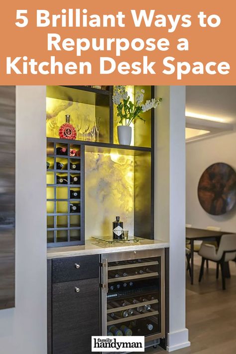 Removing Built In Desk In Kitchen, Computer Nook In Kitchen, What To Do With Desk Area In Kitchen, Converting A Kitchen Desk Area, Kitchen Desk Space Repurpose, Replace Kitchen Desk Area, Kitchen Office Nook Repurpose, Desk Space In Kitchen, Coffee Bar From Kitchen Desk