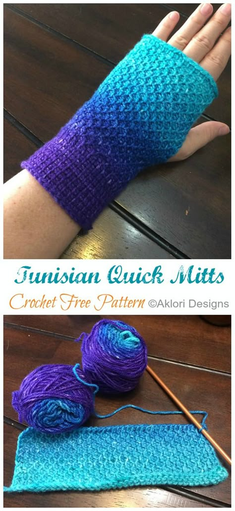 Tunisian Quick Mitts Crochet Free Pattern - Crochet & Knitting Crochet Borders For Blankets, Tunisian Crochet Free, Tunisian Patterns, Tunisian Crochet Blanket, Crochet Washcloth Pattern, Tunisian Crochet Pattern, Crochet Gloves Pattern, Tunisian Crochet Patterns, Tunisian Crochet Stitches