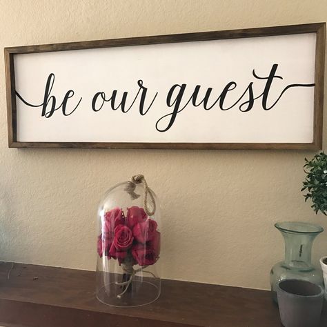 Be Our Guest sign ($80) Be Our Guest Sign, Deco Disney, Casa Disney, Disney House, Disney Room, Guest Room Ideas, Disney Rooms, Disney Home Decor, Be Our Guest