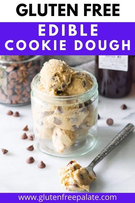 If you've ever wanted a recipe for gluten free cookie dough you're going to love this sweet, creamy edible gluten free cookie dough recipe. It uses minimal ingredients and we've included an option for making it dairy-free. Paleo Cookie Dough, Cookie Dough Vegan, Gluten Free Cookie Dough, Gf Snacks, Edible Cookie Dough Recipe, No Bake Cookie Dough, Healthy Cookie Dough, Cookie Dough Recipe, Vegan Cookie Dough