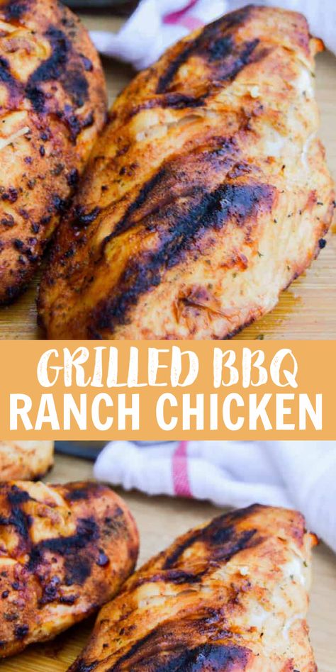 The BEST summer recipe. This Grilled BBQ Ranch Chicken is so easy to make and definitely a favorite dinner idea in the summer. Grilled Ranch Chicken, Tasty Grilled Chicken Recipes, Perfect Grilled Chicken, Grilled Chicken Legs, Eat More Chicken, Grilled Chicken Recipe, Ranch Chicken Recipes, Bacon On The Grill, Ranch Recipe