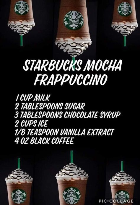 Starbucks Recipes Frappuccino Chocolate, Chocolate Frappe Recipe, Cold Coffee Drinks Recipes, Mocha Frappe Recipe, Coffee Drinks Recipes, Homemade Coffee Drinks, Starbucks Mocha, Homemade Frappuccino, Fun Drink Recipe