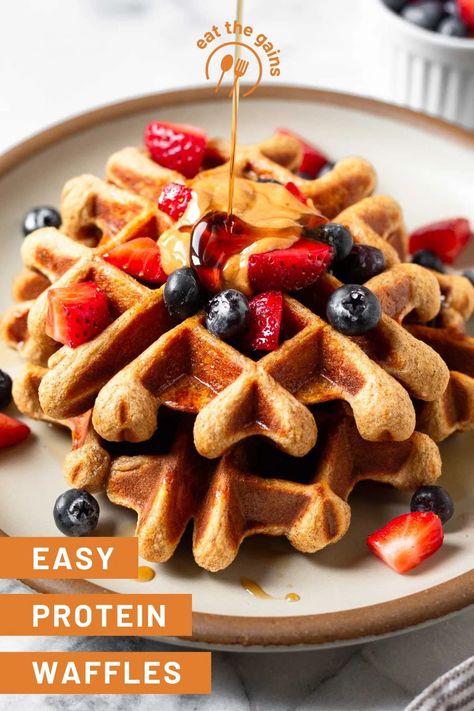 Waffles With Protein Powder, Protein Waffles With Protein Powder, Protein Powder Oats, Rp Recipes, High Protein Waffles, Greek Yogurt Waffles, Protein Packed Recipes, Greek Yogurt Oatmeal, Best Whey Protein Powder