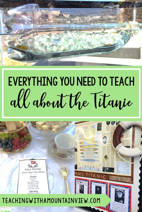 Are you looking for a FUN and HANDS-ON unit in third, fourth, or fifth grade? One of my favorite things to teach in #upperelementary is all about the Titanic. We integrate it into almost every subject area and students enjoy the project-based learning approach. Check out my best experiment and activity ideas all about the Titanic! #titanic #upperelementary #lessonideas Titanic Science Experiment, Titanic Unit Study, Titanic School Project, Titanic Activities, Titanic Stem Activities, Titanic Classroom Transformation, Titanic Project, Titanic Crafts For Kids, Titanic Craft