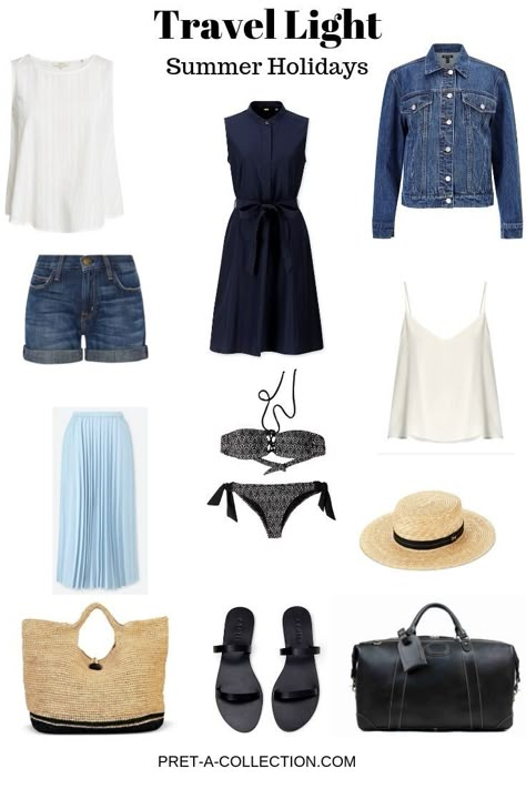 Beach Holiday Capsule Wardrobe, Travel Light Summer, Summer Holiday Capsule Wardrobe, Travel Capsule Wardrobe Summer, Holiday Capsule Wardrobe, Classy Yet Trendy, Travel Capsule, Travel Capsule Wardrobe, Travel Outfit Summer