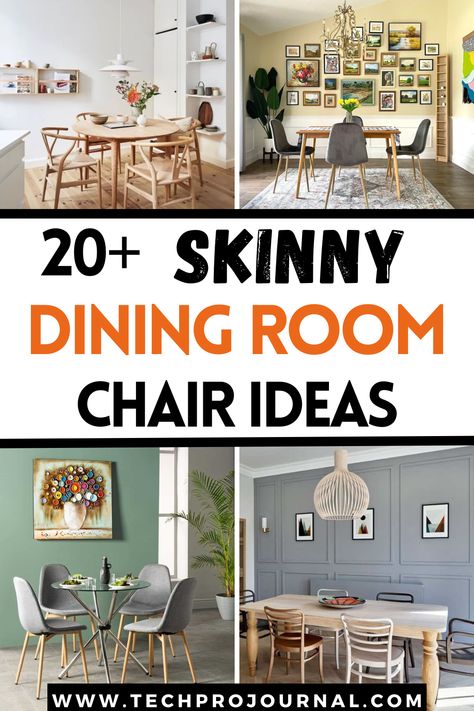 Getting ready to revamp a small dining space? These skinny dining room chair ideas add style without taking up too much room. Perfect for narrow dining areas, these chair ideas provide comfort and elegance while maximizing floor space. Small Dining Room Table And Chairs, Bistro Dining Room Ideas, Narrow Dining Area, Dining Room Chairs Ideas, Narrow Dining Room Ideas, Dining Room Chair Ideas, Room Chair Ideas, Living And Dining Room Ideas, Small Dining Space