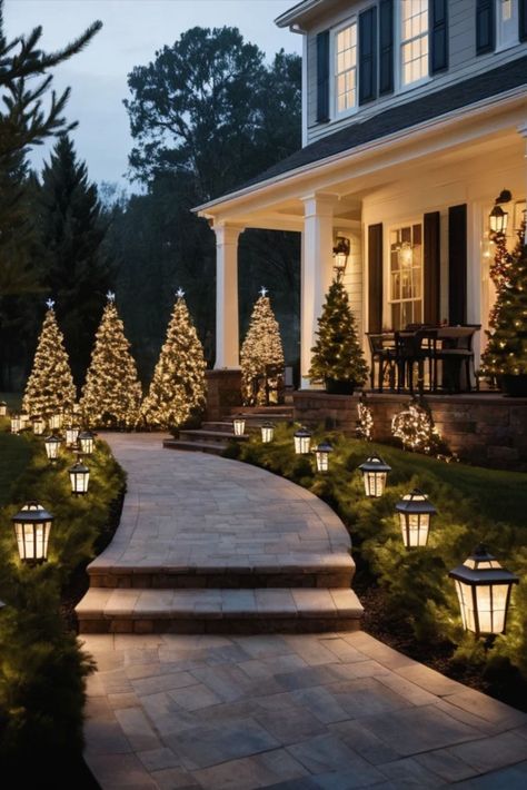 Classy Exterior Christmas Lights, Christmas Light Ideas Outdoor House, Outside House Christmas Decor, Classy Christmas Decor Outdoor, Classy Christmas Lights On House, Xmas Lights Outdoor Ideas, Simple Outdoor Christmas Lights, Outdoor Christmas Lights On House, Classy Outdoor Christmas Lights