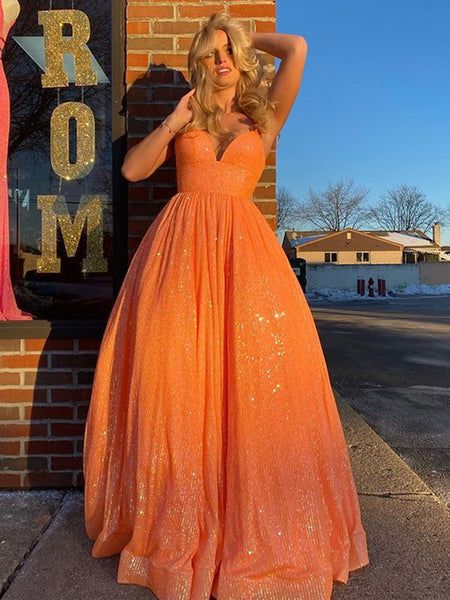 Orange sparkly dress